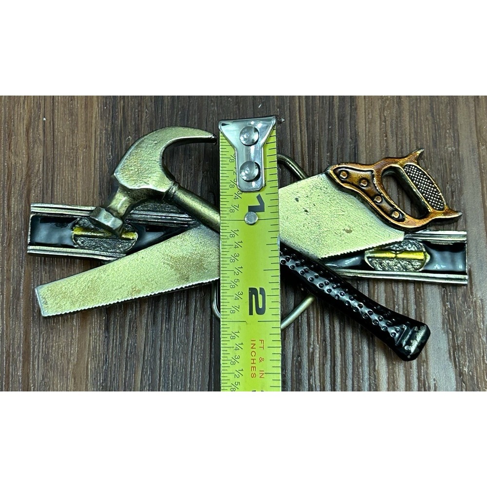 Vtg Great American‎ Buckle Co Carpenter Tools Hammer Saw Level Vintage 1981 #851 - Picture 4 of 8